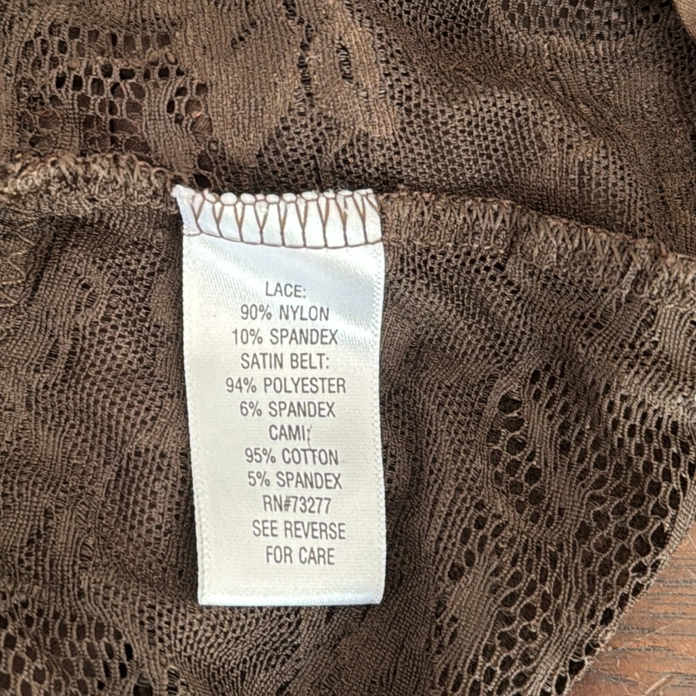 Apt. 9 Brown Lace V-Neck Top with Ribbon Size PL - Picture 6 of 9